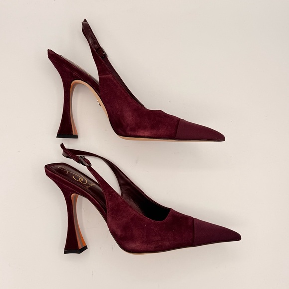 Sam Edelman ODETTE CAP TOE SLINGBACK PUMP in Parisian Plum Suede | LIKE NEW - Picture 10 of 12